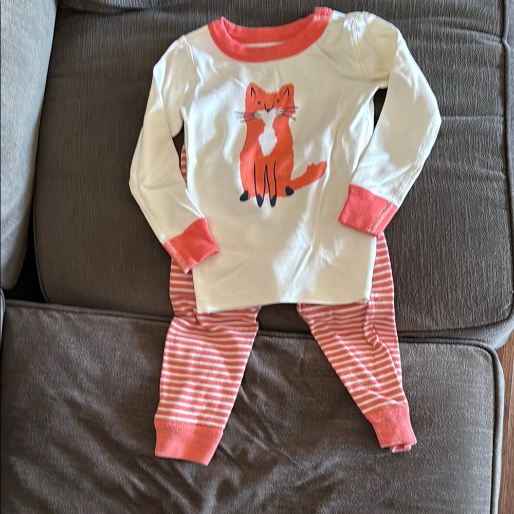 Hanna Andersson Kids Pajama Set - White and Orange Fox Design